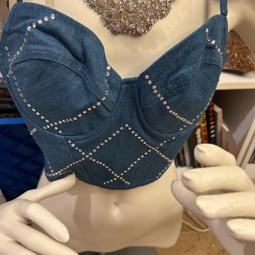 Rue21 Denim Blue Bustier Top EUC